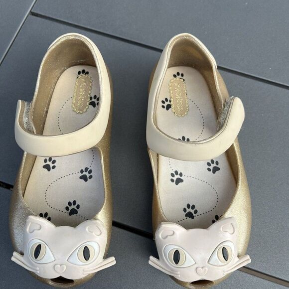 Mini Melissa Ultragirl II Gold Cat Mary Jane Flats Shoes Toddler Girls Size 9 - Picture 3 of 10